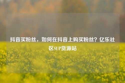 抖音买粉丝	，如何在抖音上购买粉丝？亿乐社区SUP货源站  第1张